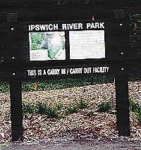 SIGN POST FOR IPSWICH RIVER PARK.